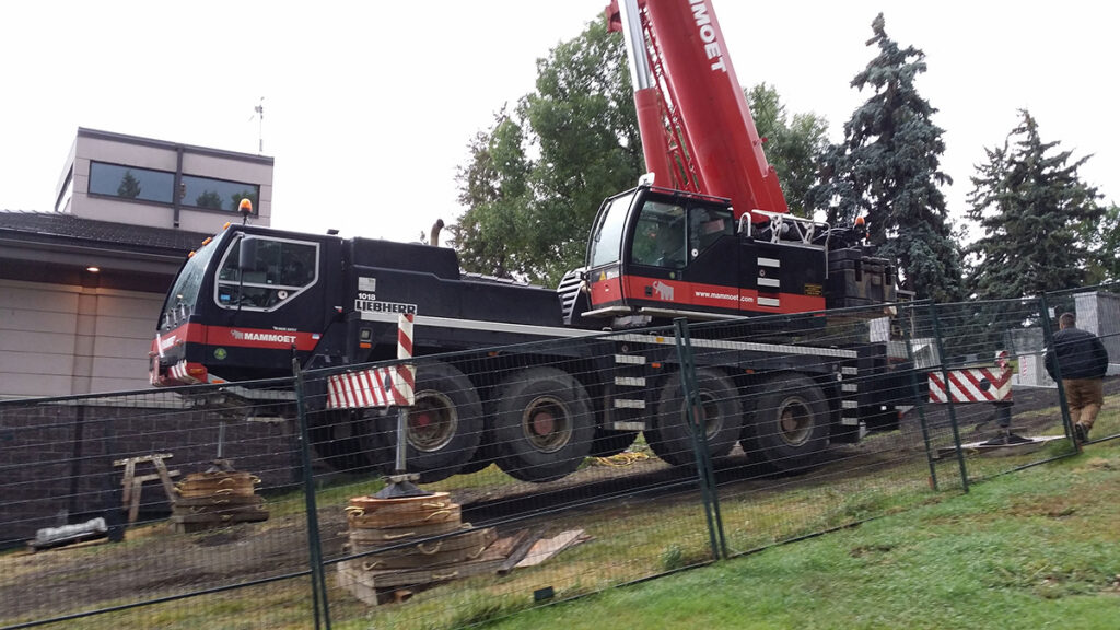 High capacity crane columbarium installation